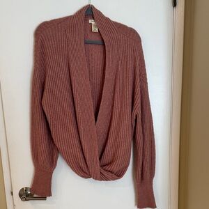 Max Studio Ribbed Knit Cardigan in Mauve